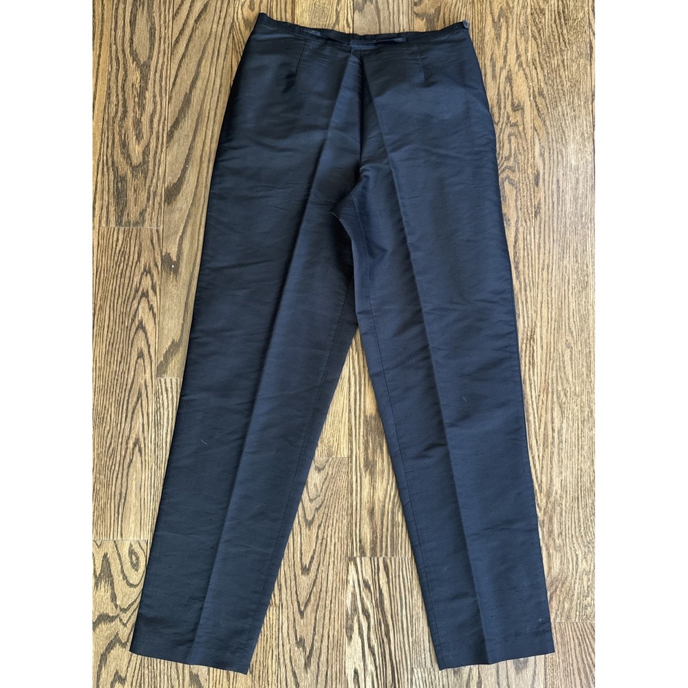 DUE PER DUE BLACK SILK PANTS SLACKS Dressy Classic Minimalist TROUSERS Size 6